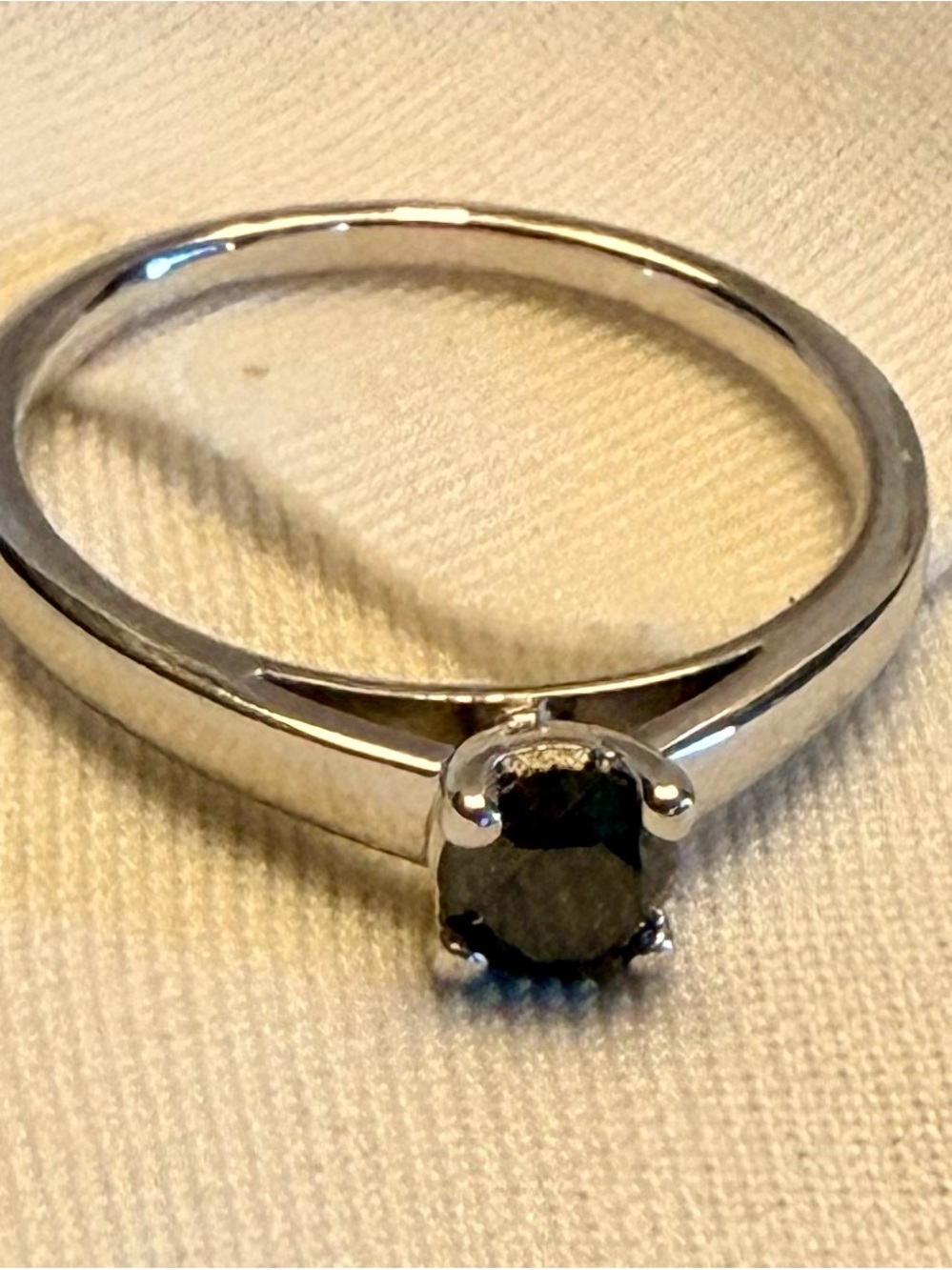 0.50 CTW Black Diamond Solitaire Ring Rhodium Over 925 Sterling Silver Sz 7